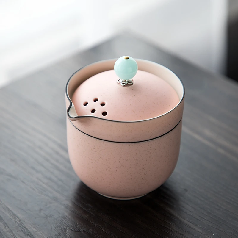Розовый синий керамика один горшок одна чашка чайные наборы портативные для