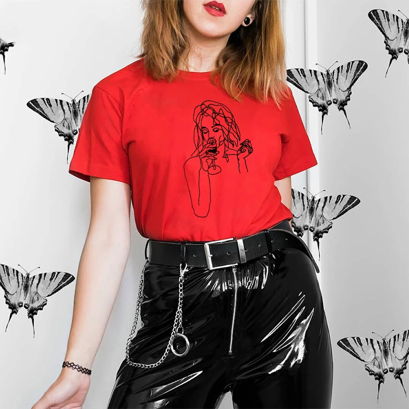 Женская футболка свободного покроя с принтом в стиле Харадзюку | одежда