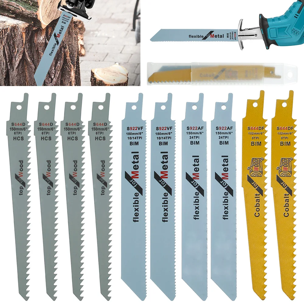 

10Pcs Reciprocating Saw Blades Saber Saw Handsaw Multi Saw Blade for Cutting Wood Metal Cuting Dics Power Tools Accessories