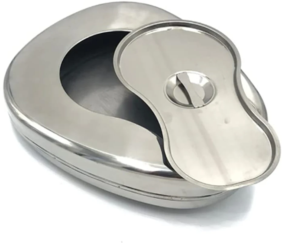 

Stainless Steel Bed Pans With Lid, Bedridden Paralyzed Elderly Care Bedpan Toilet, Home Health Care Medical Supplies