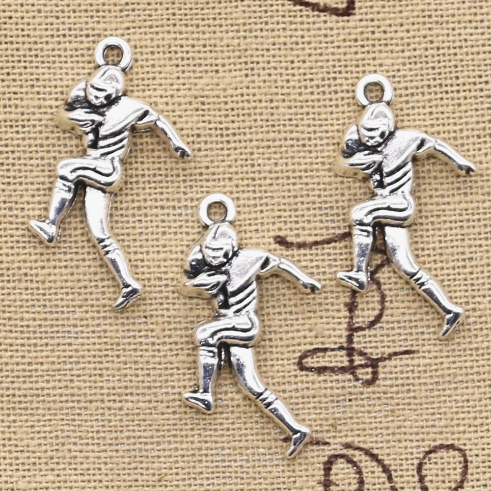 

12pcs Charms Soccer Player Sporter 30x13mm Antique Silver Color Pendants Making DIY Handmade Tibetan Finding Jewelry