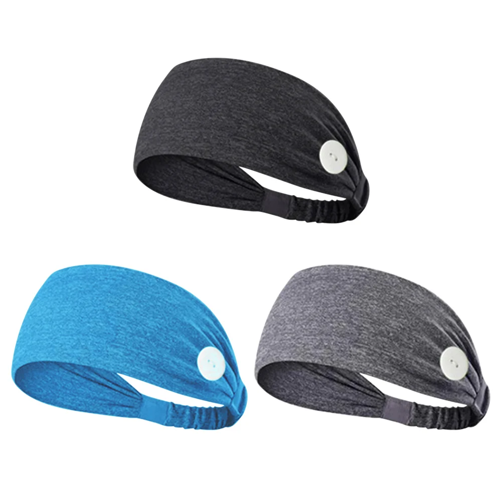 

Removable Button Yoga Headband Sports Workout Fitness Elastic Sweatband Anti-slip Football Running Headwrap Hairband