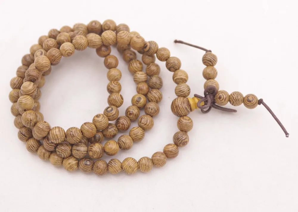 Длинный браслет 6 мм из натурального дерева венге Будда молитвенные буддийские