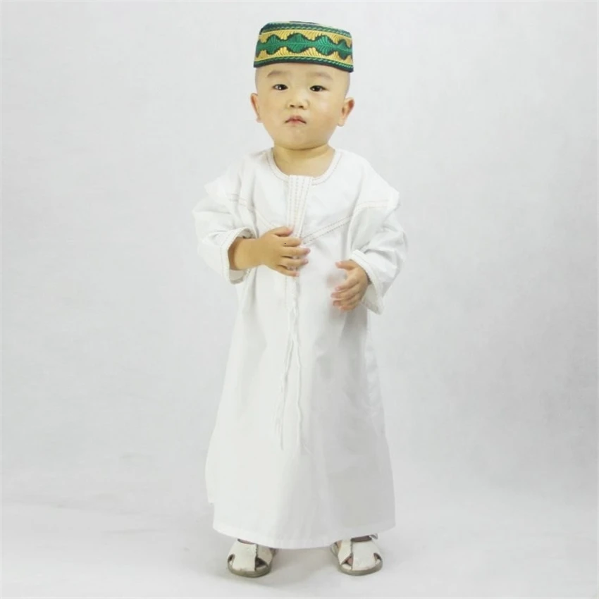 

Kids Muslim Clothing Islamic Abaya Dubai Kaftan Muslim Jubba Thobe Eid Mubarak Prayer Toddler 1-3 Years Old Boys Robes 70-100CM