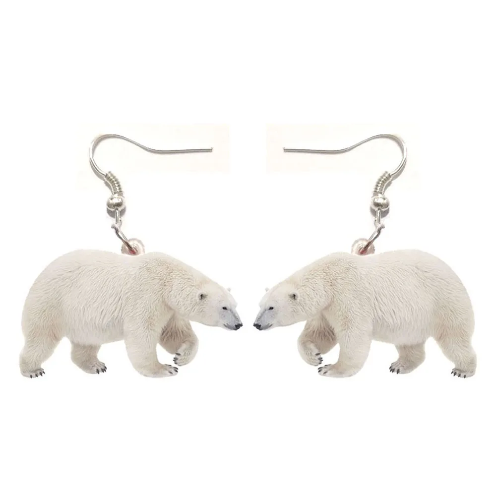 1 пара акриловых сережек Polar Bear ювелирные изделия из нержавеющей стали с