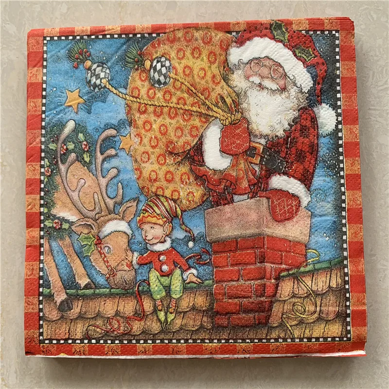 Рождественские бумажные салфетки для декупажа Декор Свадьба вечевечерние НКА