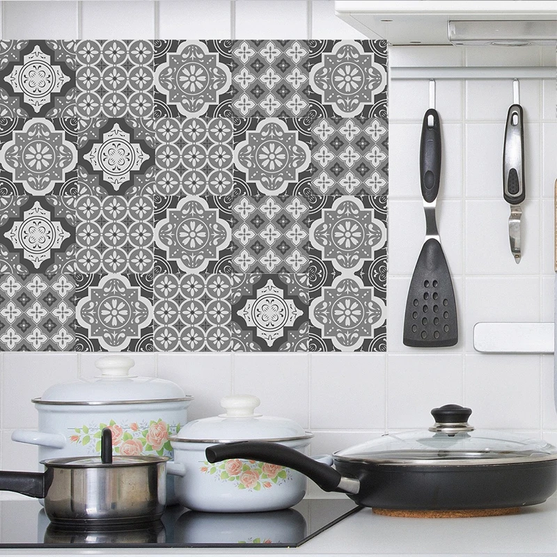 

Self Adhesive Tile Backsplash Wall Sticker Vinyl Bathroom Kitchen Home Decor Grey PVC Wall Stickers