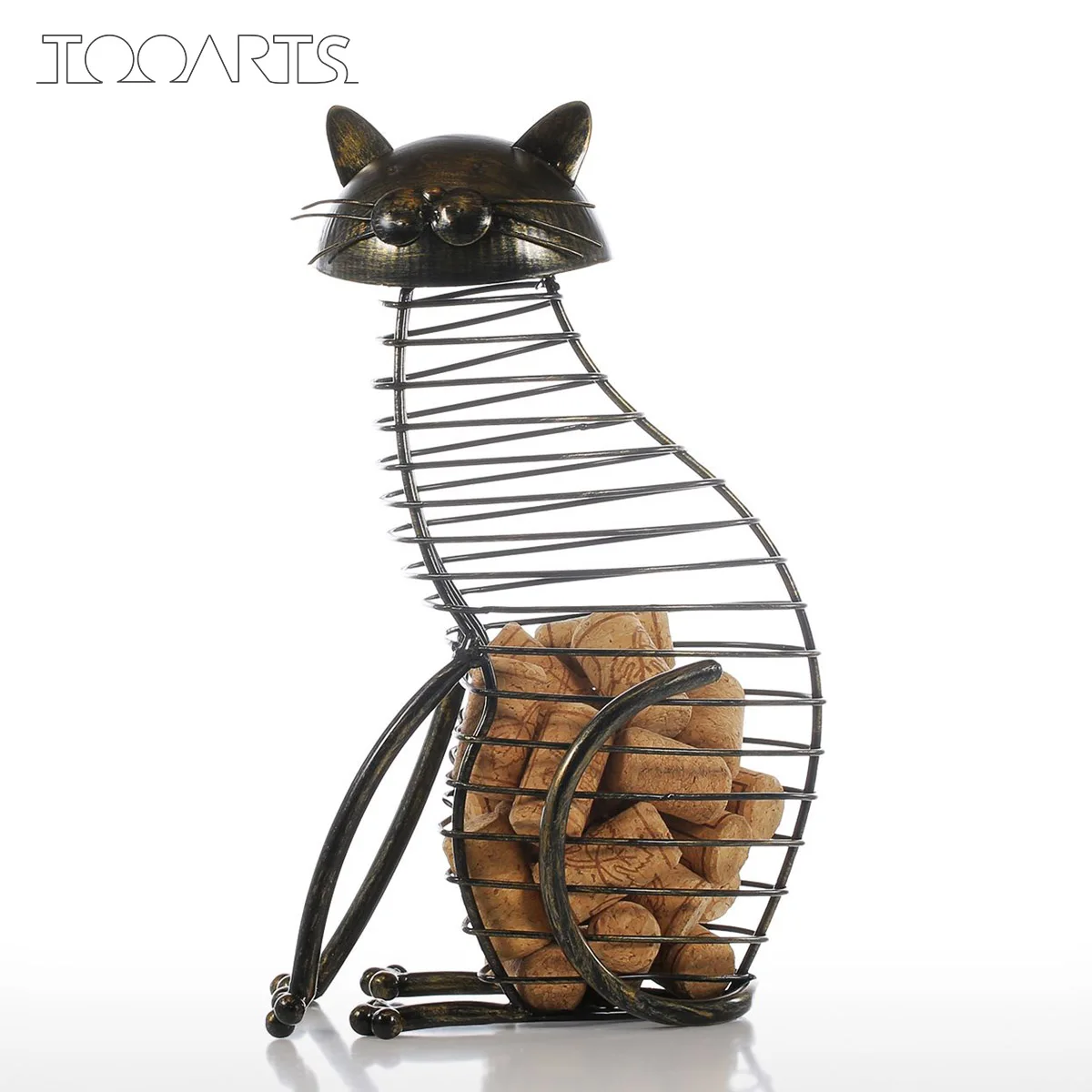 

Tooarts C-ontainer для кошачьего вина, домашний декор, железный подарок ручной работы, украшение животного