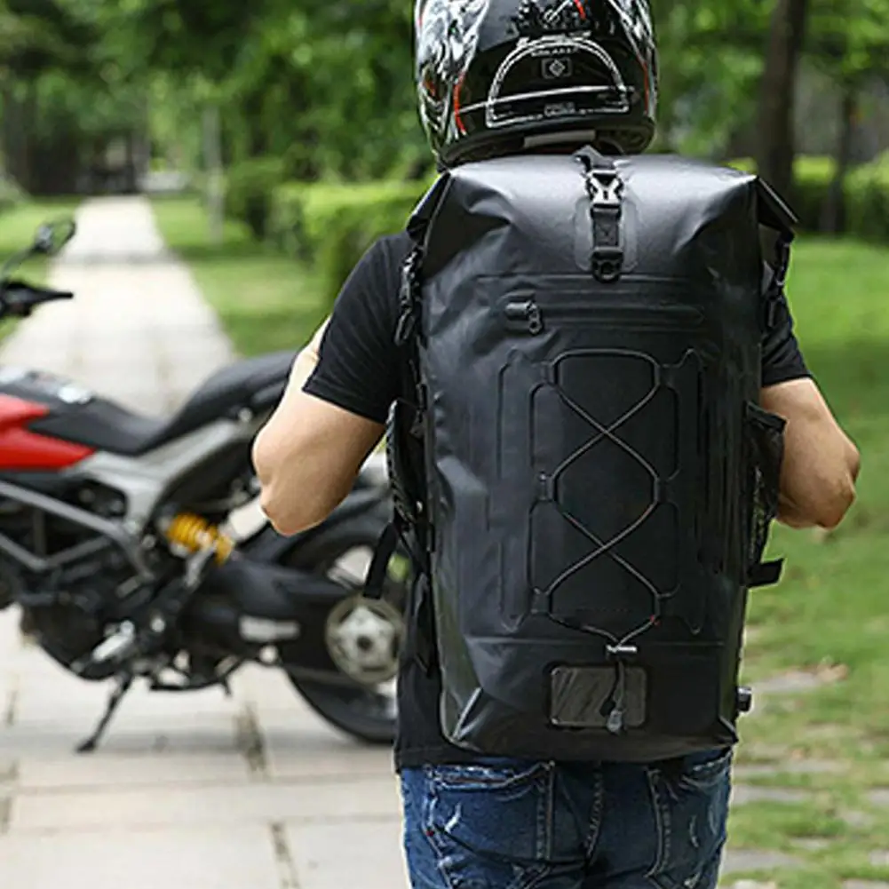 Enlarge Motorcycle Backpack Waterproof Motorbike Large Capacity Tail Gear Bag Helmet Bag Storage Helmet Travel Luggage Camping Hiking Ne