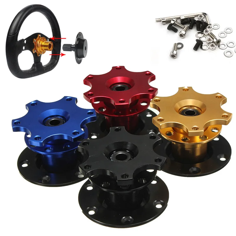 

1pc Universal 70mm Car Steering Wheel Quick Release Hub 6 Holes Racing Adapter Snap off Boss Kit for Cars Automobiles SUV