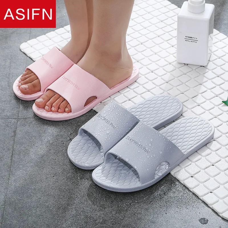 

ASIFN Men's Bathroom Slippers Non Slip Hotel Indoor Summer Bathing Zapatos De Hombre Slides Male Flip Flops Platform Shoes