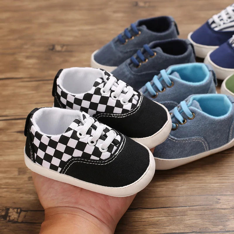 

Newborn Baby Boys Shoes Pre-Walker Soft Sole Pram Shoes Canvas Sneakers Trainers Casual Shoes
