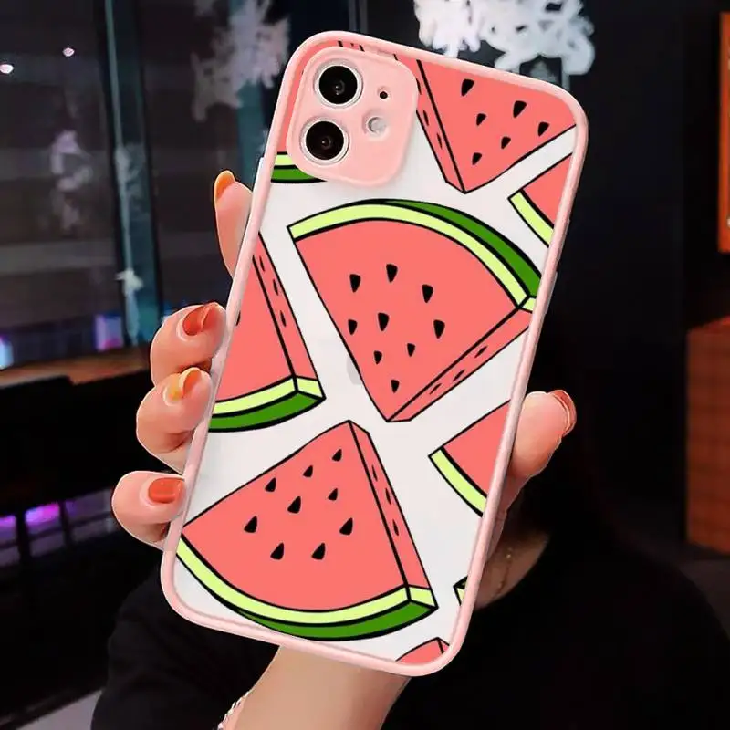 

Summer Fruit Watermelon Lemon Phone Cases Matte Transparent for iPhone 7 8 11 12 s mini pro X XS XR MAX Plus cover funda
