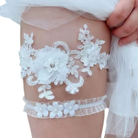 k05 2 pcs white embroidery floral sexy garters bridal lace leg ring loop fahion soft sexy women girl lace floral garter belt