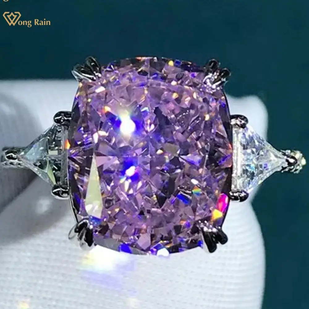 

Wong Rain роскошное 925 пробы Серебряное 5 карат сияющее ограненное кольцо из моиссанита с драгоценными камнями для свадьбы, помолвки, ювелирные ...