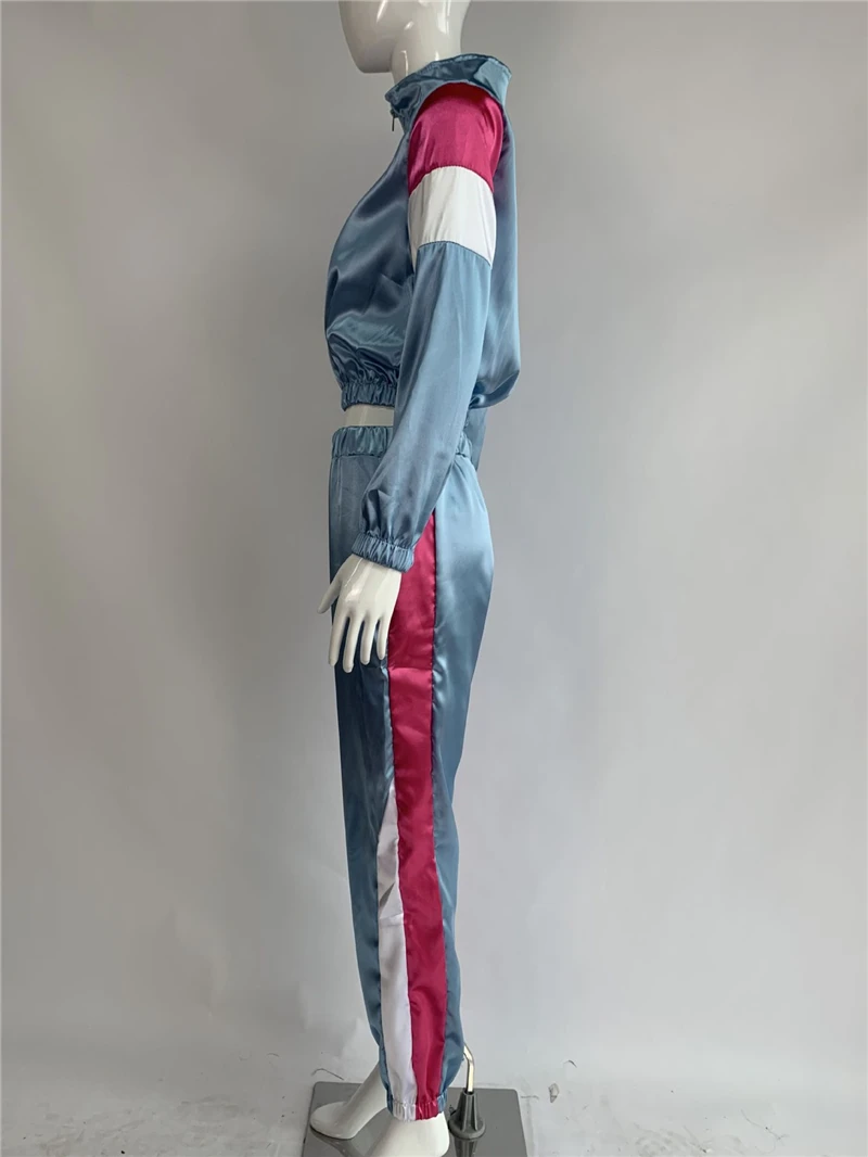 

Two Piece Set Tracksuit Women Autumn Clothes Side Strped Short Jacket Crop Top and Pants Sport Jogging Suit Women's Sets Outfits