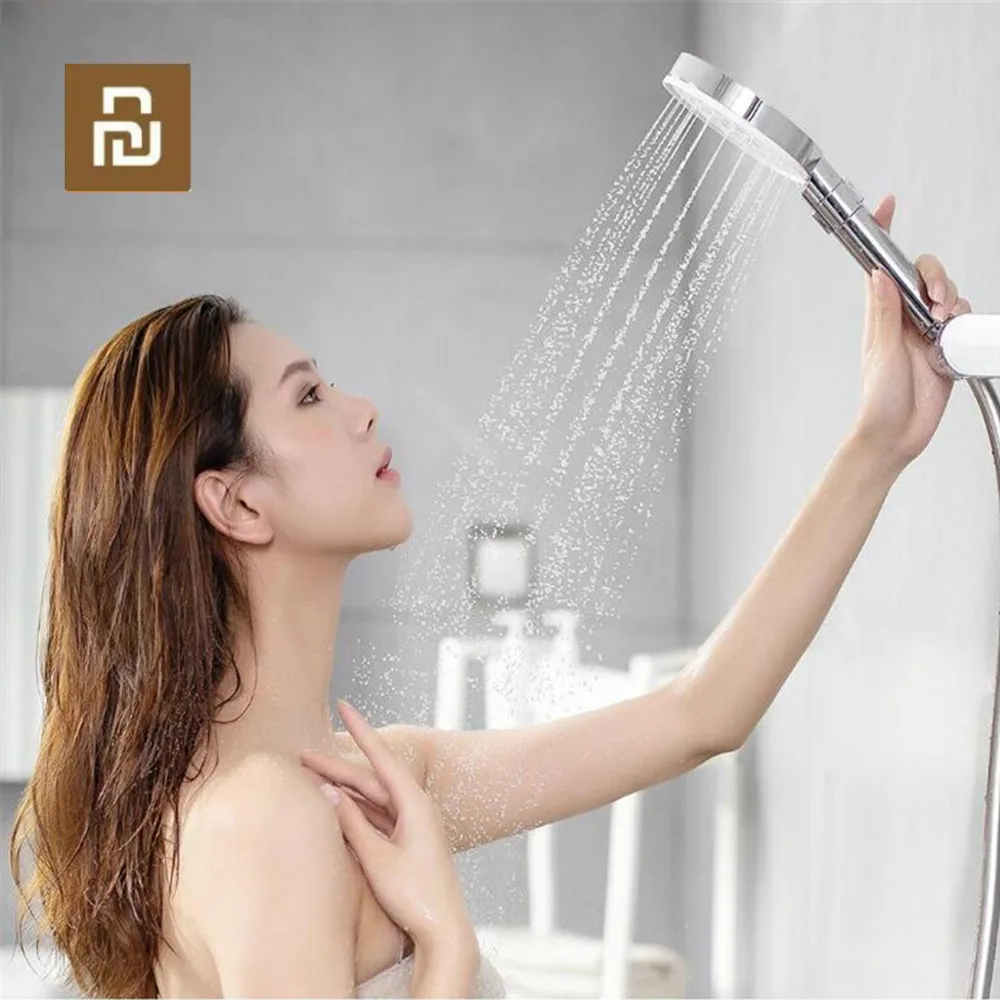 

Xiaomi 3Modes Bathroom Shower Head 53 Holes Big Panel Round Chrome Rain Head Filter Spray High Pressure Water Save