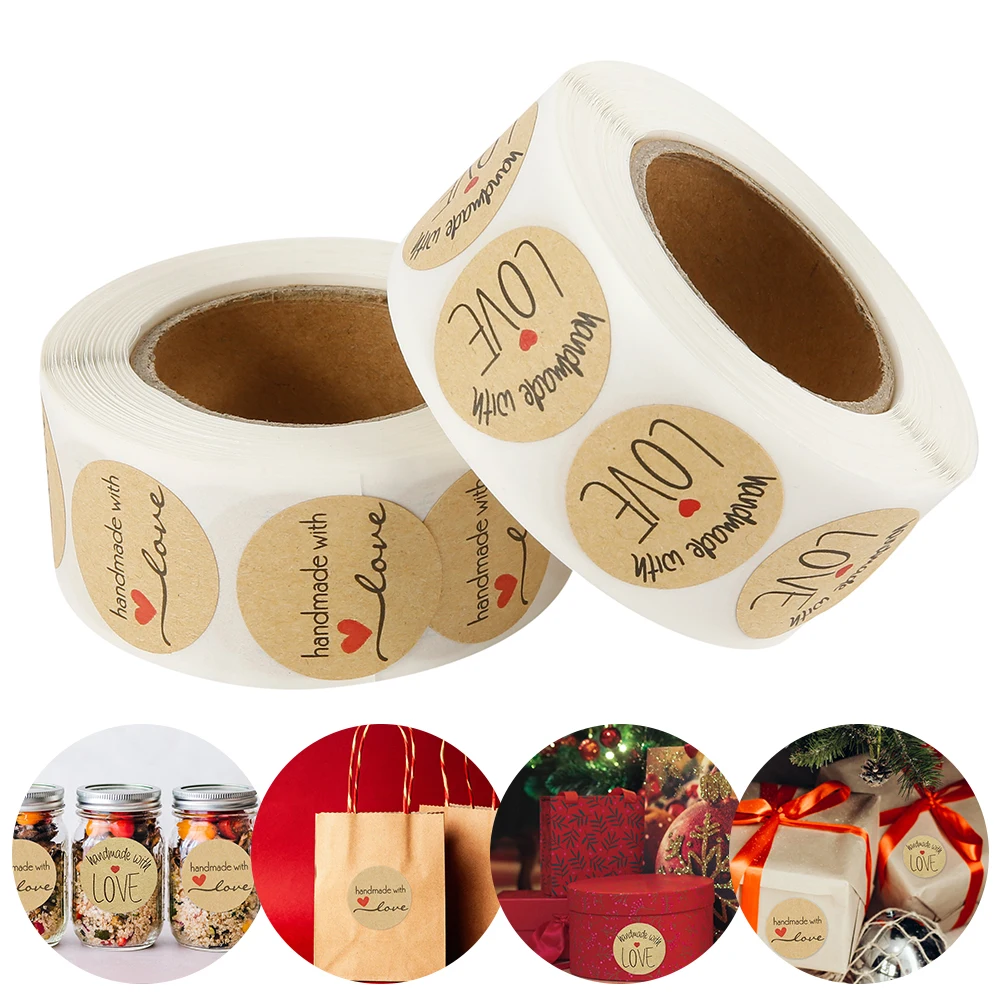 500 этикеток в рулоне круглый натуральный Крафт Спасибо стикер s этикетки для