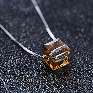 Warme Farben Кристалл от Swarovski ожерелье для женщин 925 Серебряный ювелирный куб кристалл кулон ожерелье модное колье ожерелье s - Цвет камня: as picture