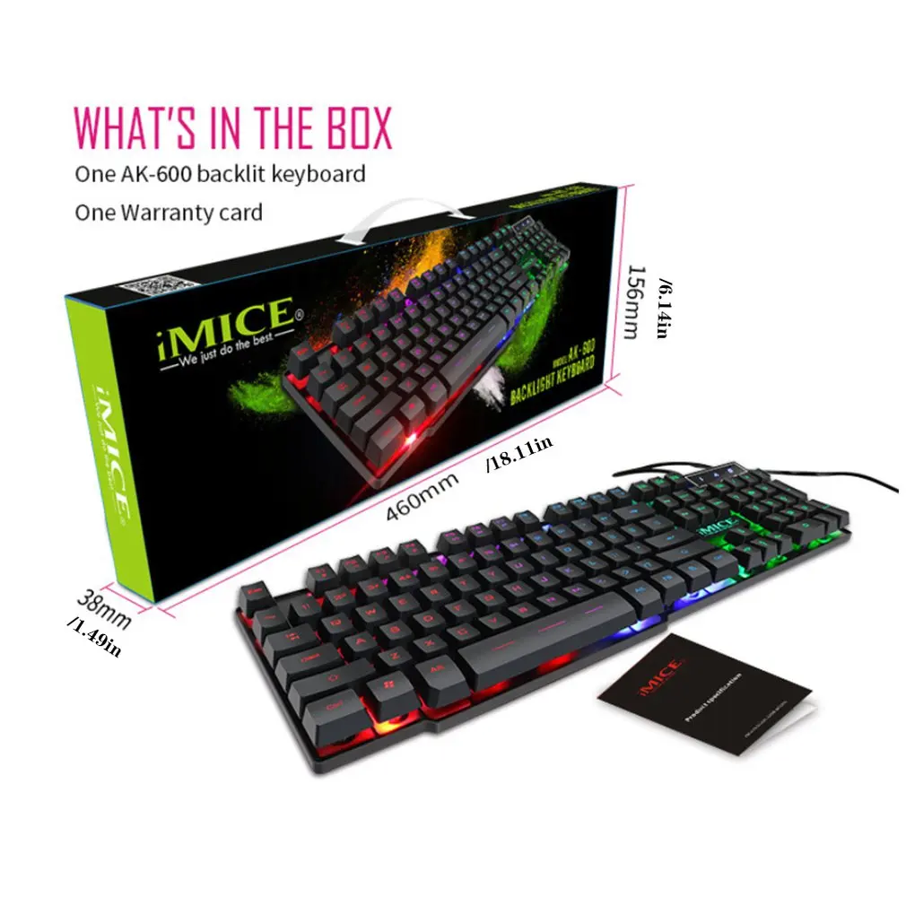 

iMice Gaming Keyboard 104 Keycaps RGB Backlit Mechanical Feeling Keyboard Game Keyboards with RU Sticker for PC Laptop Computer