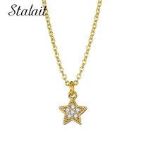 2020 new gold rhinestone star necklace women aesthetic copper initial necklace trendy festival accessories o chain jewelri star