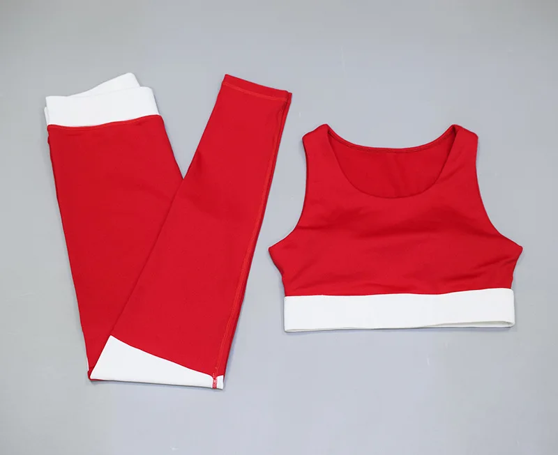

Yoga Sets Women's 2 Piece Set Leggings + Elastic Sports Bras Woman Gym Clothing Fitness Sportswear Workout Seamless Sports Suits