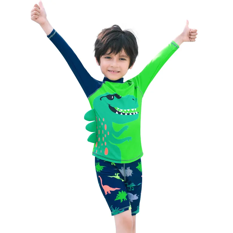 Детские купальники из двух частей с длинным рукавом защитой от солнца принтом