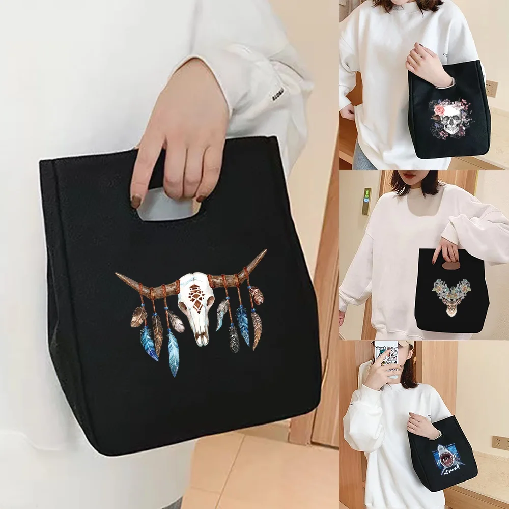 

Lunch Bag Tote Portable Insulated Bag Eco Canvas Bags Tin Foil Hot Food Insulation Container for Unisex Fashion Print Cloth Bags