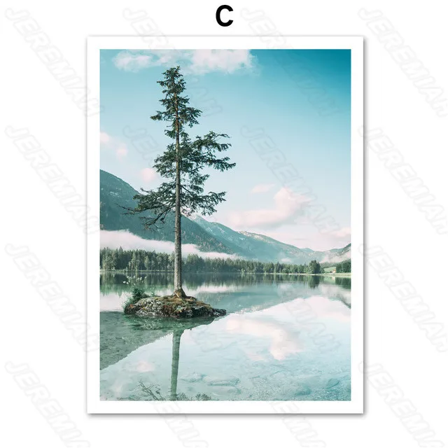 

Waves Mountains Leaf Landscape Poster Nordic Style Wall Canvas Canvas Print Modern Living Room Bedroom Decoration