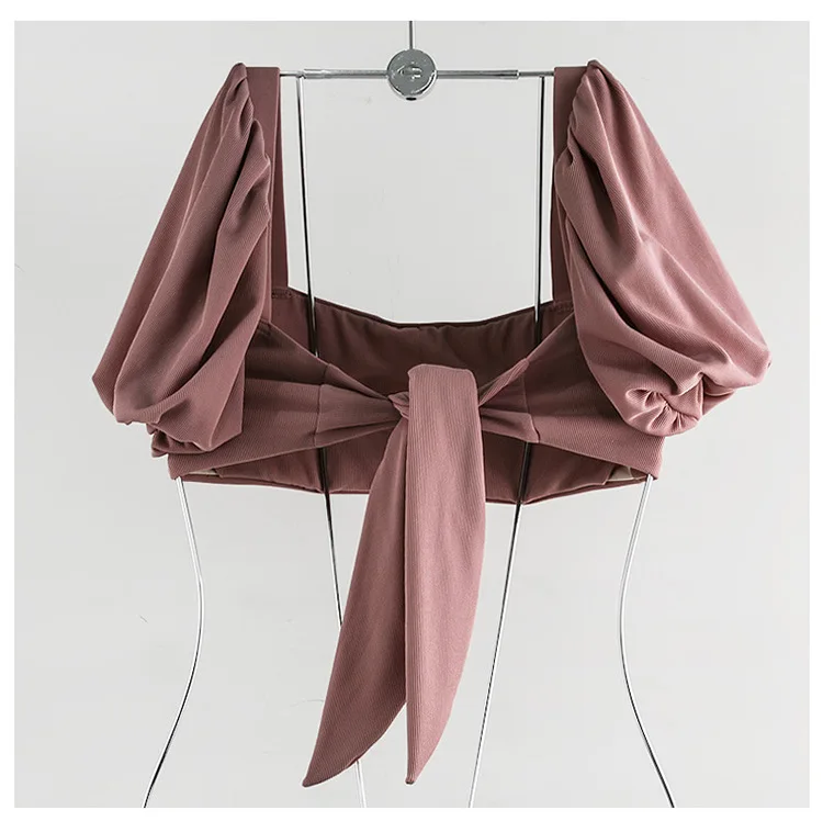

New ladies split ins wind version of pure color Royal sister split high belt sleeves covering arms hot spring swimsuit women