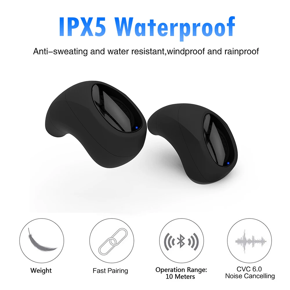 TWS Bluetooth V5.0 беспроводные наушники мини-наушники водонепроницаемые наушники с шумоподавлением с функцией Bluetooth динамика
