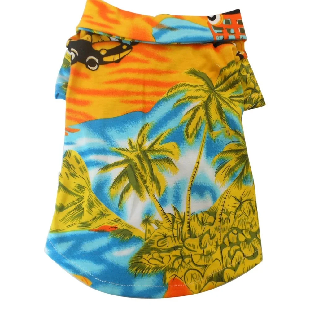 

Hawaiian Beach Coconut Tree Print Dog Shirt Summer Camp Shirt Clothes for Small Medium Dogs Puppy Cats