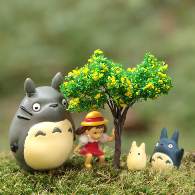 

Мультяшные DIY полимерные Totoros Mei мини-фигурки, куклы, деревья, пейзаж, миниатюрные фигурки, украшение для дома и сада, игрушки для детей, подар...
