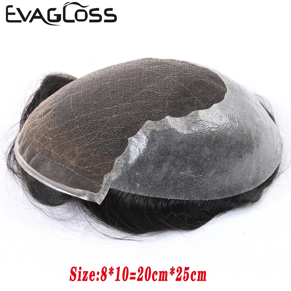 Парик EVAGLOSS для мужчин натуральная линия волос стиль Q6 Мужская система s кружевной