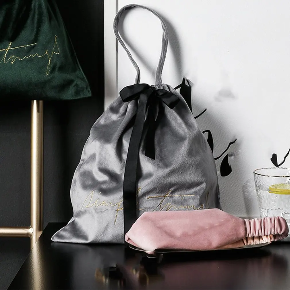 Бархатная сумка для хранения в скандинавском стиле комплект карманов на шнурке