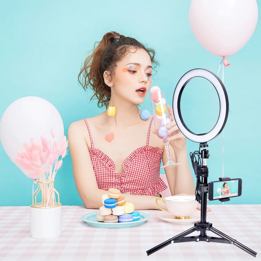 MAMEN фотографический Dimmable светодиодный Selfie кольцо свет лампы Youtube видео студия живое потоковое фото красивое кольцо