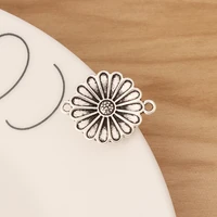 20 pieces tibetan silver daisy flower connector charms for bracelet jewellery making accessories 23x18mm