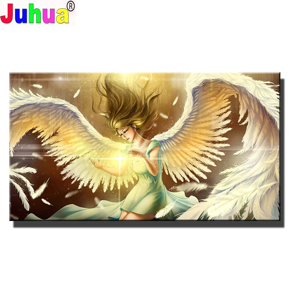 

White Angel wing diamond painting cross stitch full square/Round diamond mosaic Sale diamond embroidery Girl,Wall Art
