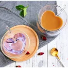 Двухслойная термостойкая стеклянная чашка в форме сердца, для молочного сока, кофе, креативная Подарочная чашка