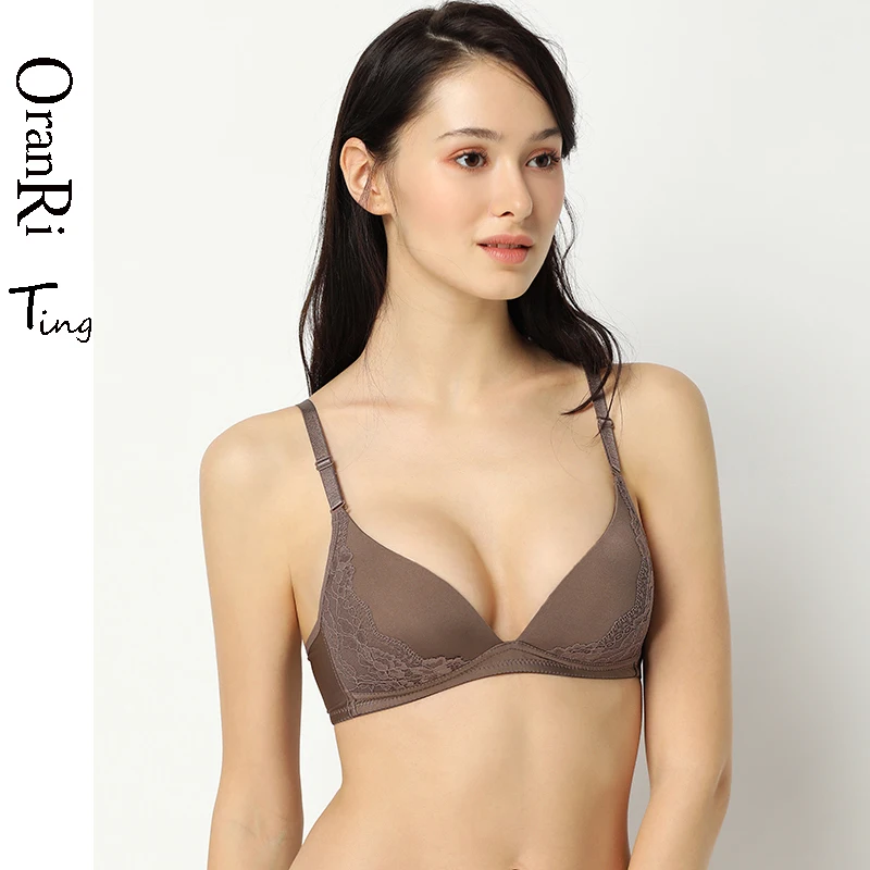 Оранжевый 2019 Новый женский бесшовный кружевной бюстгальтер базовый мягкий