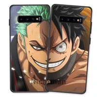 Anime One Piece Luffy Zoro Case For Samsung Galaxy S20 S21 UItra S10 Plus S20 S21 S10e Note Black Silicone Phone Coque