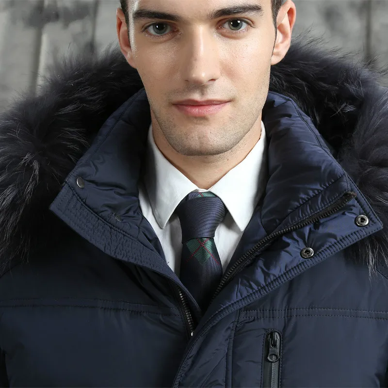 

Winter Men's Coat, White Goose Feather Robe 90%, Men's Clothing, Raccoon Neck Coat 2020, J1539 Kj3098