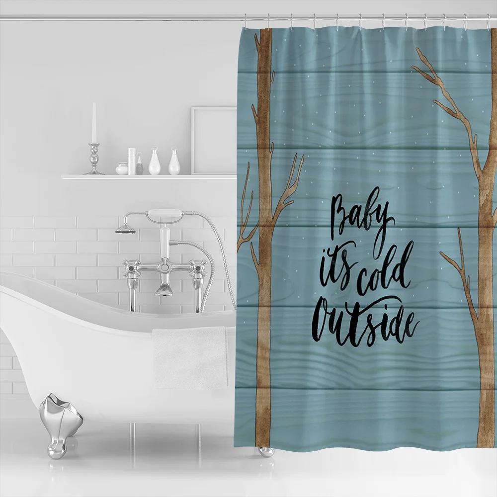 Тканевый занавес для душа из полиэстера с изображением коричневого дерева дня