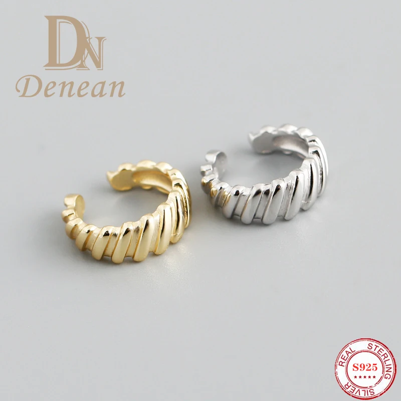 

Серьги-клипсы женские из гофрированного серебра S925 пробы, без пирсинга