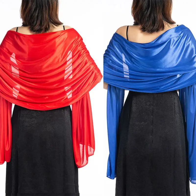 

200x70cm Womens Imitation Silk Sheer Scarf Cape Solid Color Long Shawl Wrap for Wedding Party Banquet Vintage Prom Accessories