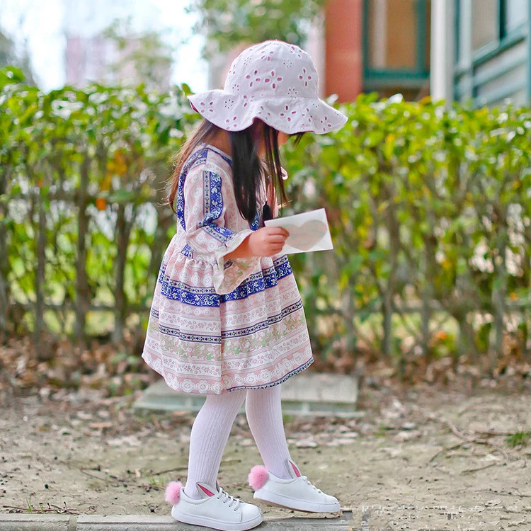 Осеннее платье в стиле бохо для маленьких девочек Коллекция 2017 года Брендовое