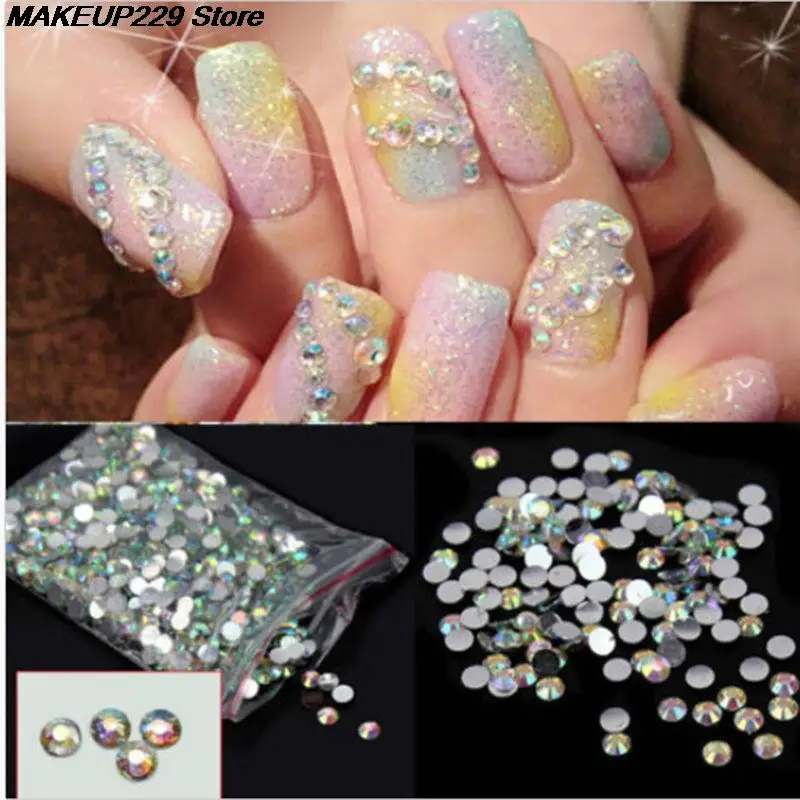Wholesale Resin 1000 Pcs Nail Art Flatback Crystal 14 Facets Round 3mm Rhinestone Beads Bright Color | Красота и здоровье