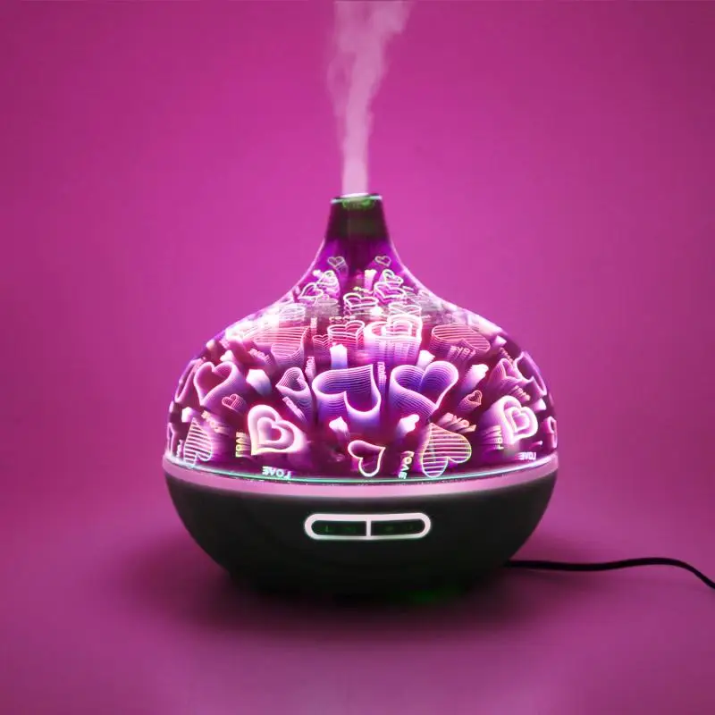 

Ultrasonic 3D Glass Imitation Wood Grain Aromatherapy Machine Essential Oil Ultrasonic Mist Maker Quiet Portable Hotel Office