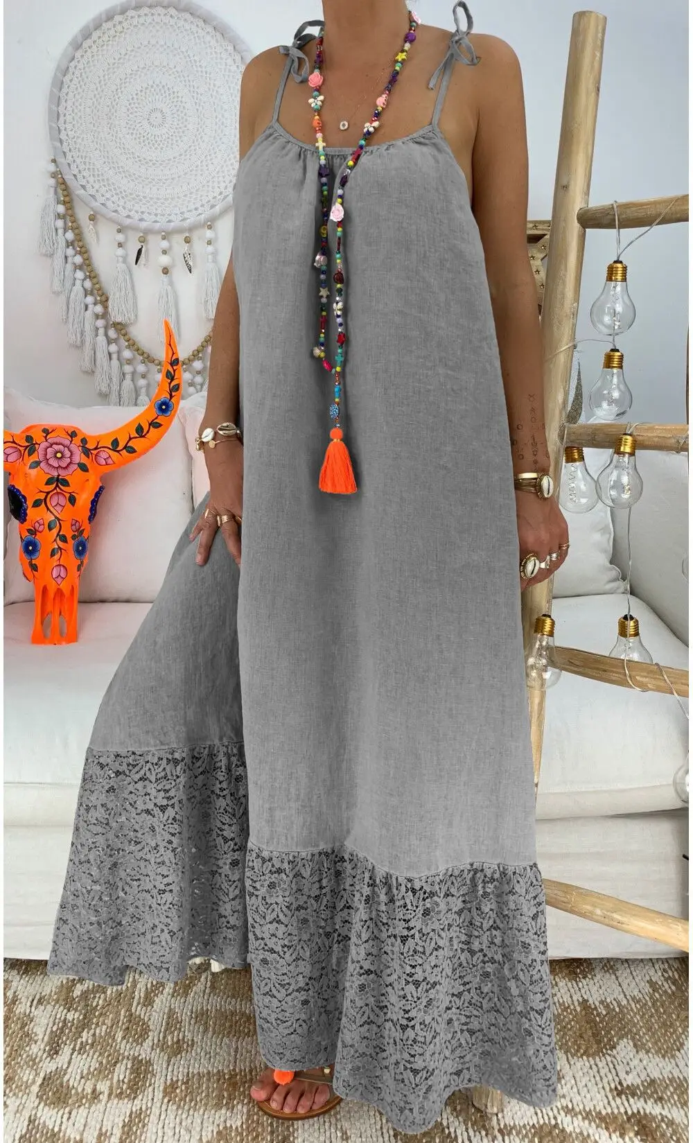 

New fashion brand women's dress Solid color sleeveless suspender dress loose dress