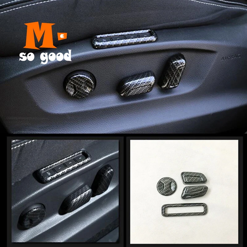 

ABS Matte and Carbon Fibre For Skoda Kodiaq 2017 2018 Car Seat adjustment Switch Cover Trim Car Styling Sticker Accessories 4pcs
